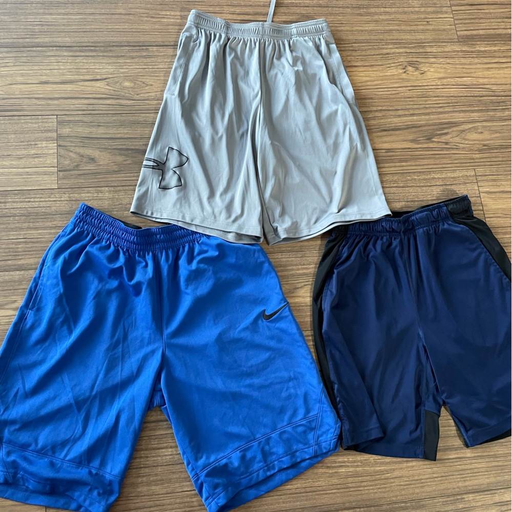 3 pair men’s athletic shorts, size M